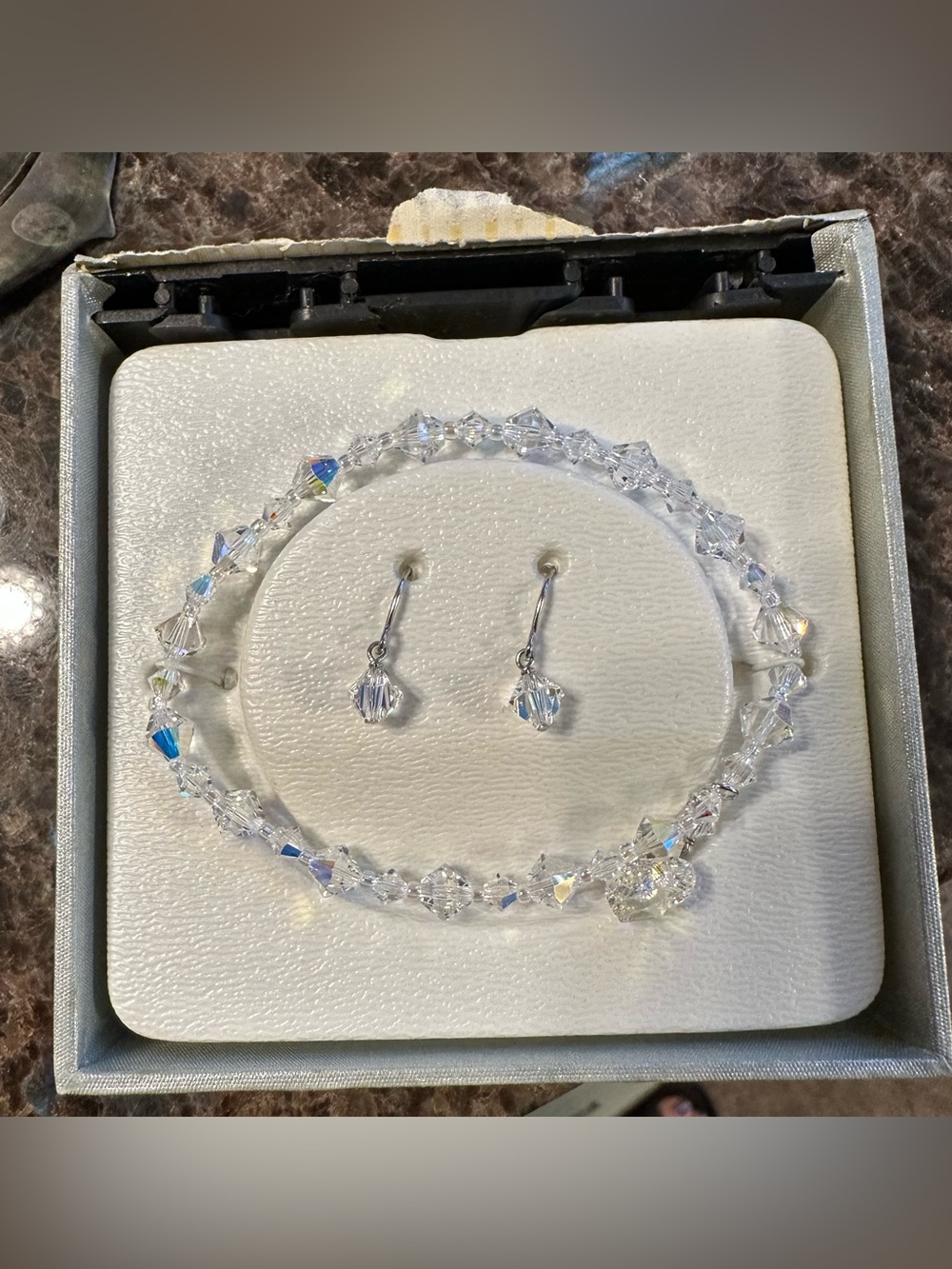 Swarovski Clear Crystal Bracelet with Matching Drop Earrings